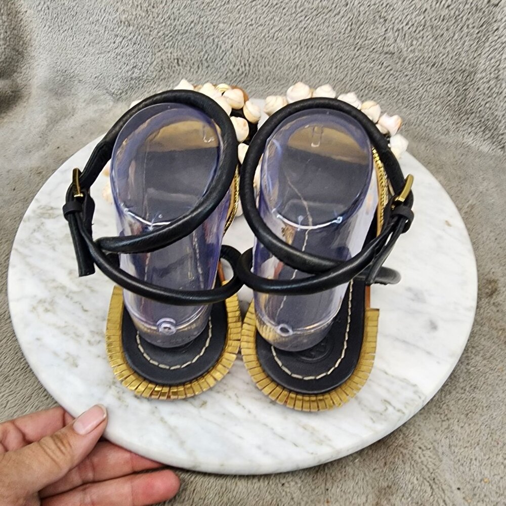 Tory Burch Shoes Womens Size 8 .5 Sinclair Black Leather Sandals *GUC* - Picture 5 of 12